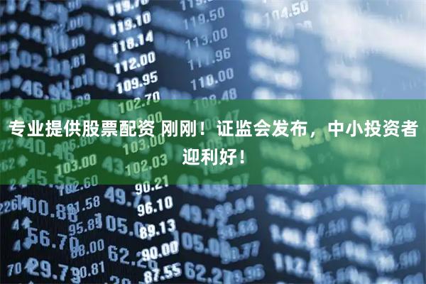专业提供股票配资 刚刚！证监会发布，中小投资者迎利好！